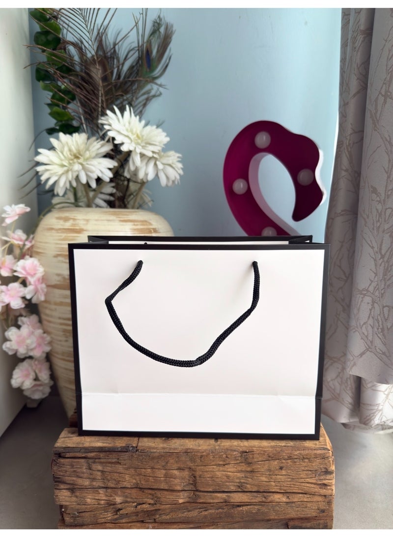 Moon Berry White Medium Size Gift Bags with Black Border - Sold Per Pc - Image 1