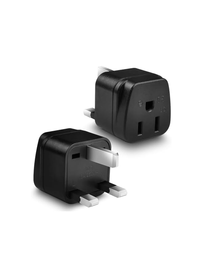 promass US to UK Plug Adapter, 2 Pack Black: USA to UK Adapter, American Canada Mexico Japan to British Grounded Converter Travel Adaptor - Image 2