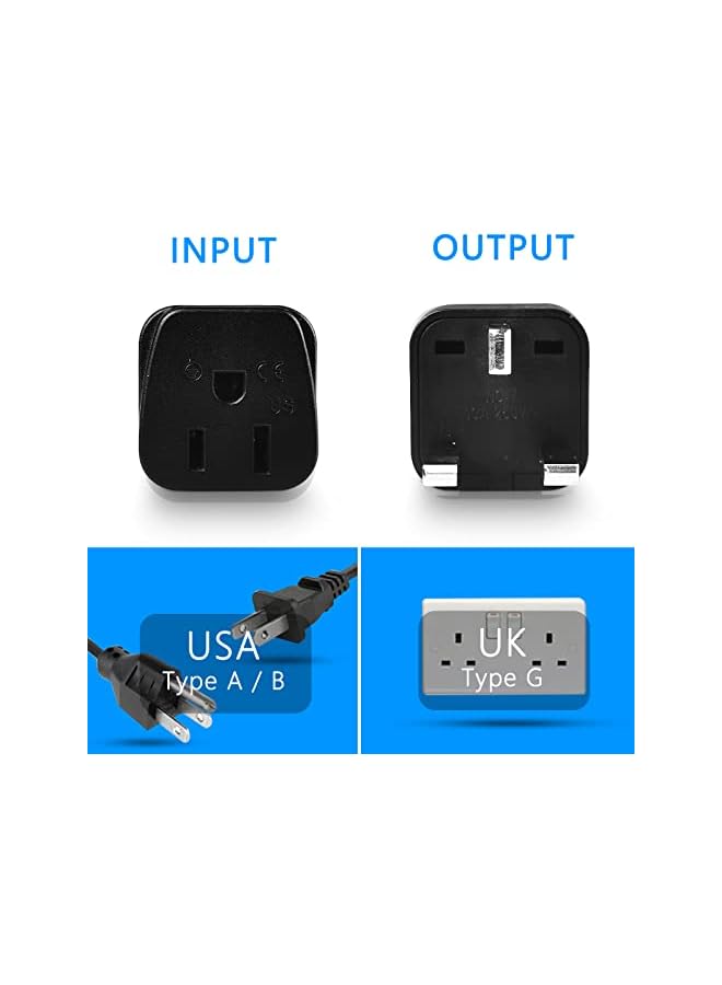 promass US to UK Plug Adapter, 2 Pack Black: USA to UK Adapter, American Canada Mexico Japan to British Grounded Converter Travel Adaptor - Image 3