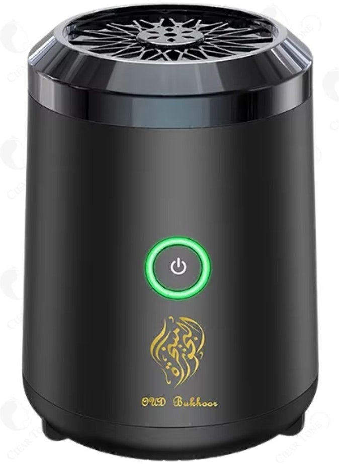 عود بخور مبخرة محمولة | بخور قابلة لإعادة الشحن عبر USB | مبخرة عربية كهربائية صغيرة للسيارة | معطر للمكتب والمنزل (أسود)  - Image 1