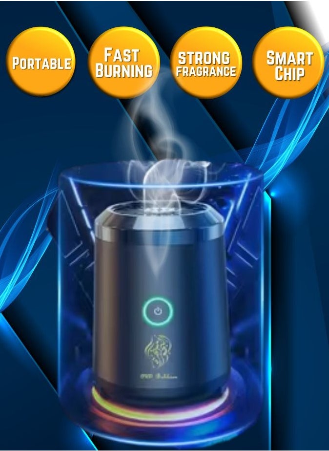 عود بخور مبخرة محمولة | بخور قابلة لإعادة الشحن عبر USB | مبخرة عربية كهربائية صغيرة للسيارة | معطر للمكتب والمنزل (أسود)  - Image 5