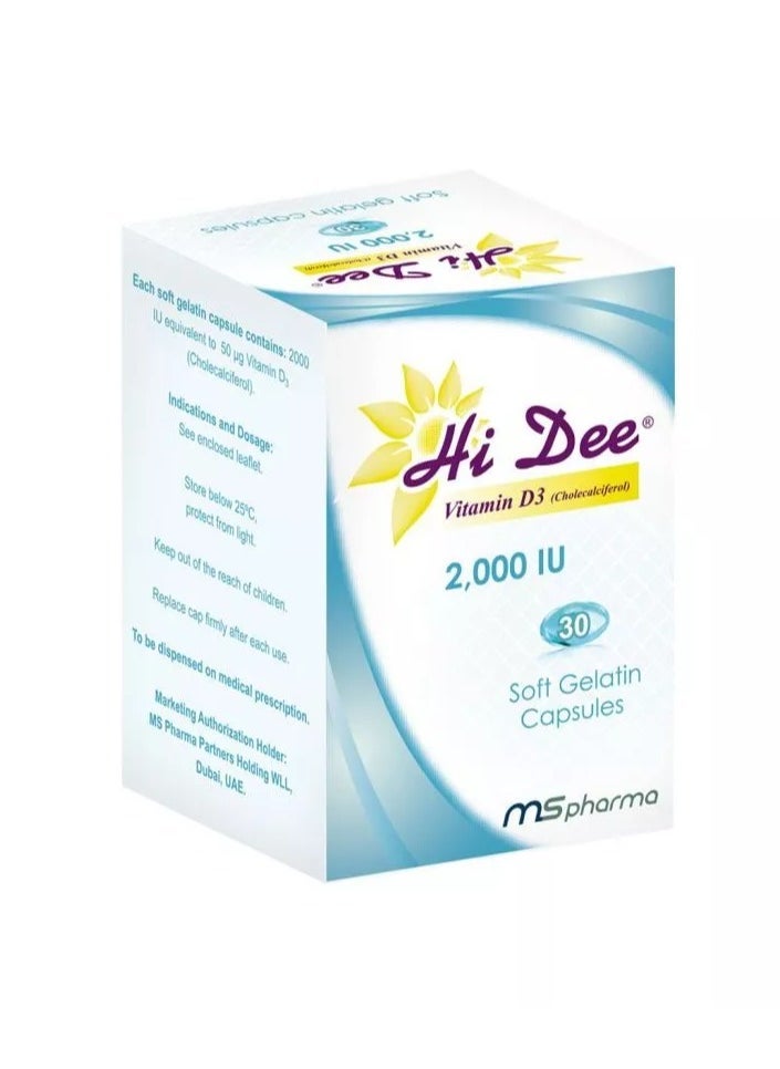 Hi Dee Vitamin D3 2000 IU ,30 Soft Gelatin Capsules