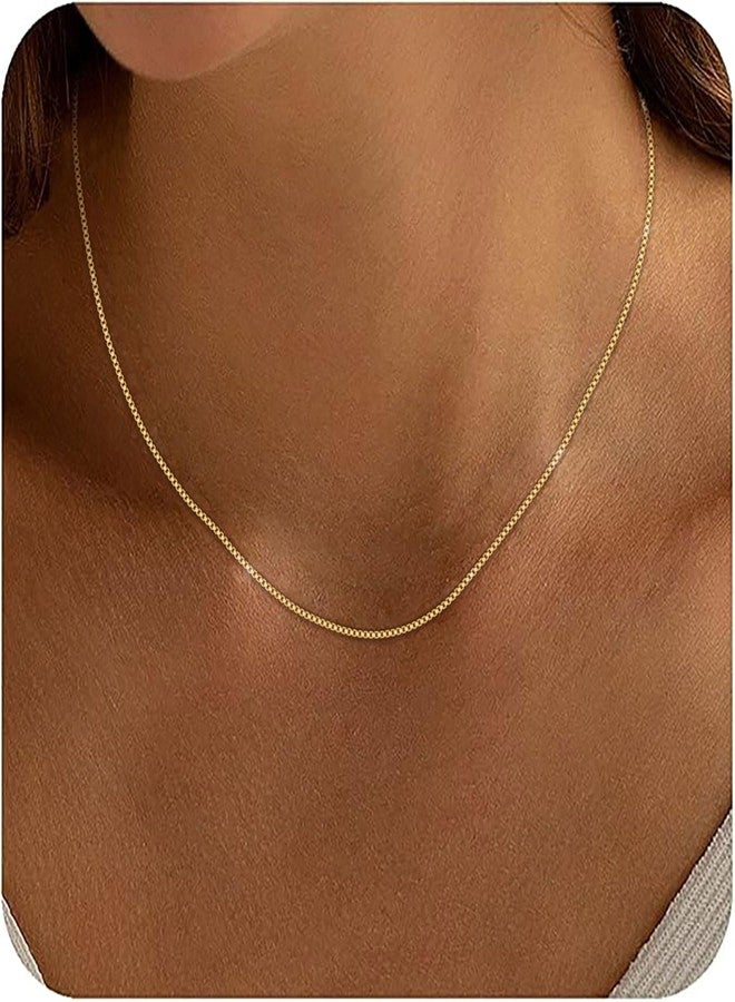 ASHINE 925 Sterling Silver & 18K Gold Box Chain Necklace for Women, 1mm 0.8mm Italian Chains, Dainty & Sturdy Necklace with Silver Polishing Cloth Available in 16-36 Inch, 20 inch, Sterling Silver, No - Image 2