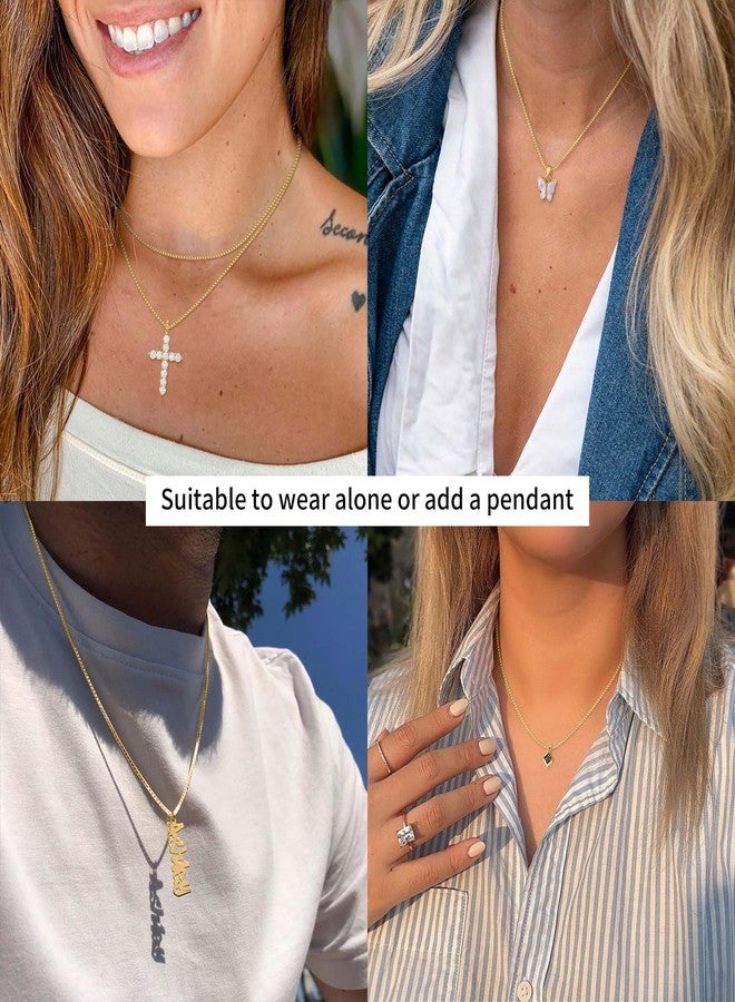 ASHINE 925 Sterling Silver & 18K Gold Box Chain Necklace for Women, 1mm 0.8mm Italian Chains, Dainty & Sturdy Necklace with Silver Polishing Cloth Available in 16-36 Inch, 20 inch, Sterling Silver, No - Image 3