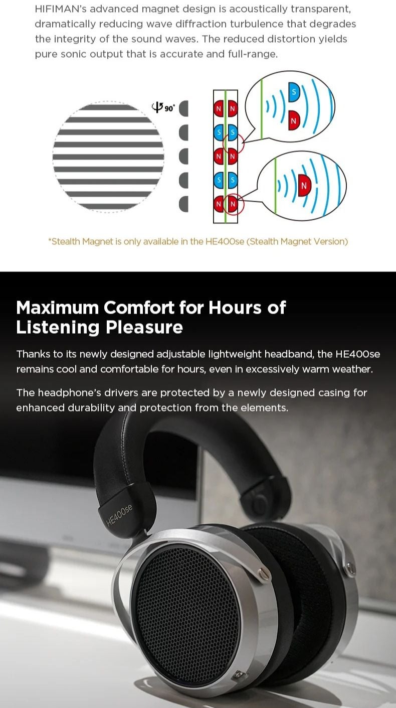 Hifiman HE400se Bilateral Magnet Wired HiFi Planar Magnetic Over-Ear Headphones, Music Monitor - Image 5