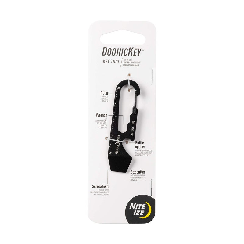 Nite Ize DoohicKey Keychain Multi Tool, Stainless-Steel 5-in-1 Multi Tool With Bottle Opener + Carabiner Clip, Black - Image 1
