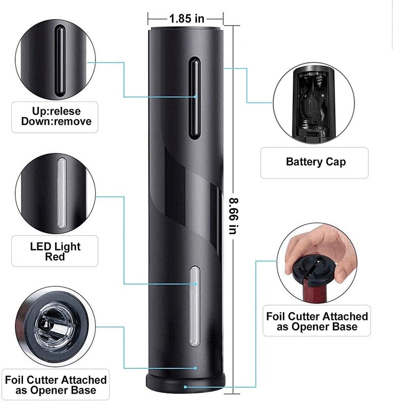 Deoxys Deoxys Electric Wine Bottle Opener Automatic Electric Wine Bottle Corkscrew Opener with Foil Cutter One Click Reusable Wine Bottle Opener for Home Kitchen Party Bar Restaurant  - Image 3