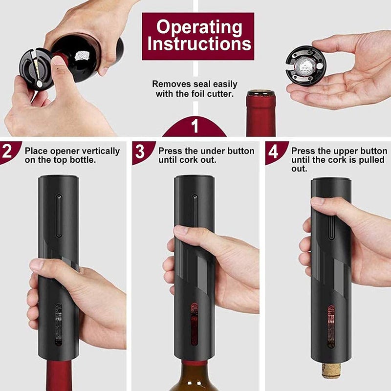 Deoxys Deoxys Electric Wine Bottle Opener Automatic Electric Wine Bottle Corkscrew Opener with Foil Cutter One Click Reusable Wine Bottle Opener for Home Kitchen Party Bar Restaurant  - Image 5