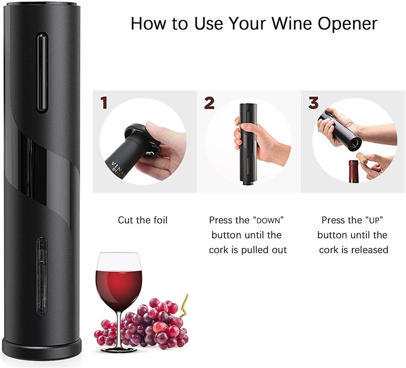 Deoxys Deoxys Electric Wine Bottle Opener Automatic Electric Wine Bottle Corkscrew Opener with Foil Cutter One Click Reusable Wine Bottle Opener for Home Kitchen Party Bar Restaurant  - Image 4