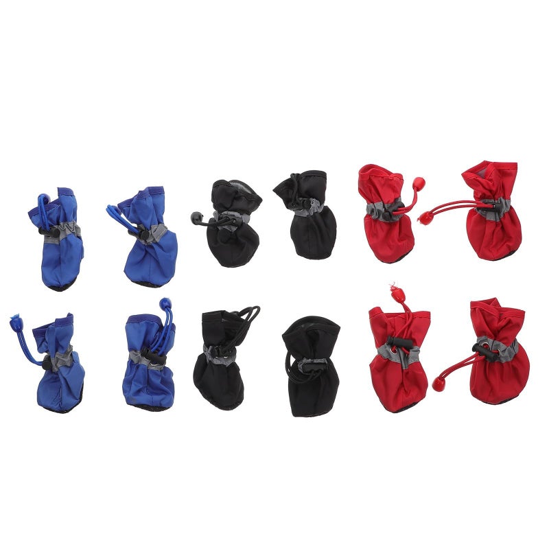 3 Sets Waterproof Dog Boots Thickened Anti Slip Rain Shoes L Size for Outdoor Use Red Black Blue Warm Pet Footwear Protectors - Image 2
