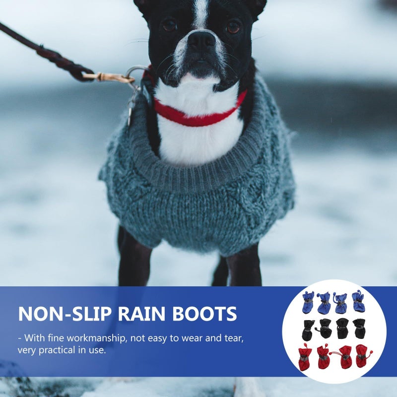 3 Sets Waterproof Dog Boots Thickened Anti Slip Rain Shoes L Size for Outdoor Use Red Black Blue Warm Pet Footwear Protectors - Image 4