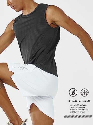 NORTHYARD Men's 5" Athletic Running Shorts Workout Gym Quick Dry Shorts Lightweight Mesh Tennis Shorts for Men Exercise White - Image 3