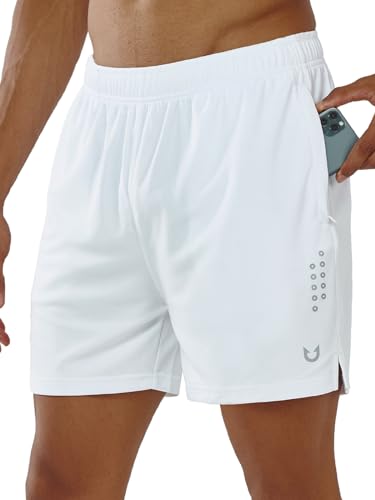 NORTHYARD Men's 5" Athletic Running Shorts Workout Gym Quick Dry Shorts Lightweight Mesh Tennis Shorts for Men Exercise White - Image 5