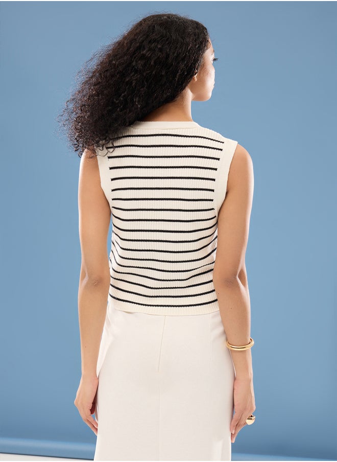 trendyol - Ecru*001 Crop Premium/ Special Yarn Top Vest TWOSS24BZ00258 - Image 1
