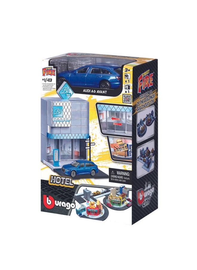 Bburago 1:43 Street Fire Bburago City Hotel Incl. 1 Car Assorted Style May Vary  - Image 4