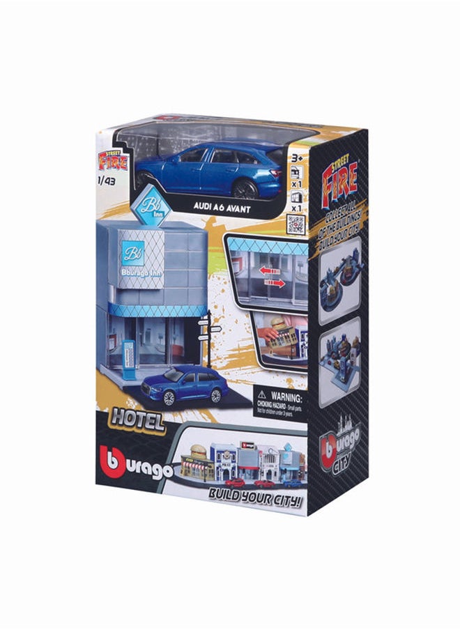 Bburago 1:43 Street Fire Bburago City Hotel Incl. 1 Car Assorted Style May Vary  - Image 3