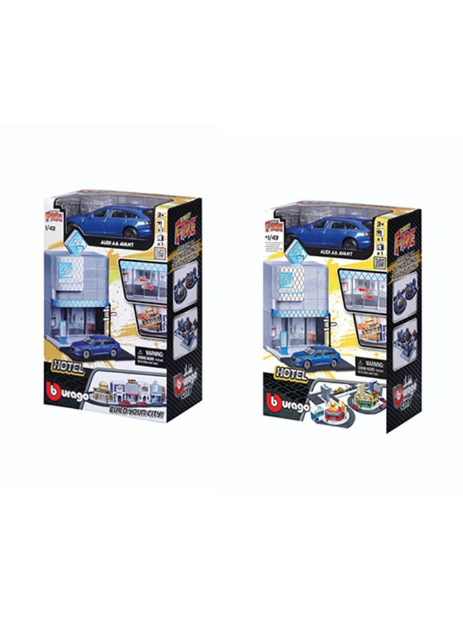 Bburago 1:43 Street Fire Bburago City Hotel Incl. 1 Car Assorted Style May Vary  - Image 2