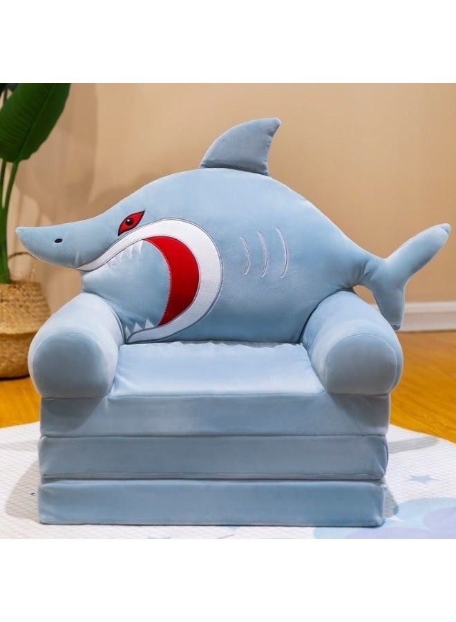 Cartoon Folding Sofa Plush Toy Children's Sofa Removable And Washable Seat Birthday Gift Supply-Specifications:Four-layer Folding (expand 1.5m)-Color:Blue Superman Xiaoxin - Image 2