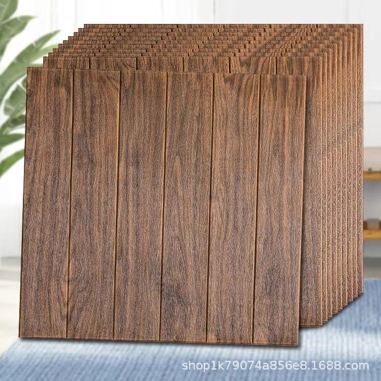 Wood Grain Stereo 3D Wall Stickers Self-Adhesive Wallpaper Wallpaper Decoration Bedroom Living Room Tv Background Wall Waterproof And Anti-Collision Wall Skirt - Image 2