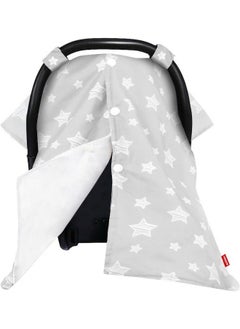 Moonsea Moonsea Baby Carseat Canopy, Opening Minky Car Seat Cover for Babies, Star Print Grey Car Seat Canopy Nursing Scarf, Warm Carseat Canopy for Newborn  - Image 1