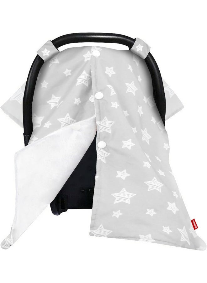 Moonsea Moonsea Baby Carseat Canopy, Opening Minky Car Seat Cover for Babies, Star Print Grey Car Seat Canopy Nursing Scarf, Warm Carseat Canopy for Newborn  - Image 1