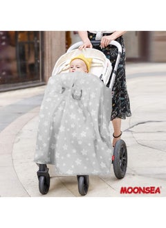 Moonsea Moonsea Baby Carseat Canopy, Opening Minky Car Seat Cover for Babies, Star Print Grey Car Seat Canopy Nursing Scarf, Warm Carseat Canopy for Newborn  - Image 5