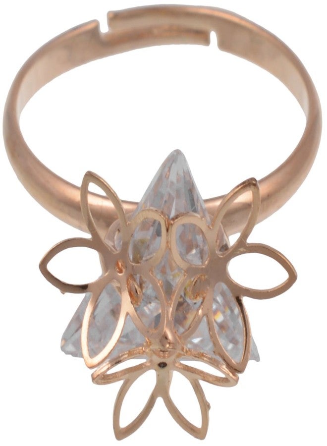 High Trendz Gold Plated Cz Diamond Adjustable Ring for Girls - Image 1