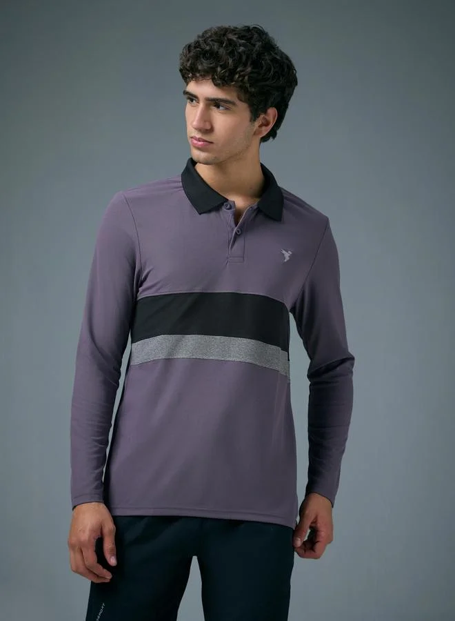 Technosport Men Slim Fit Contrast Panel Polo