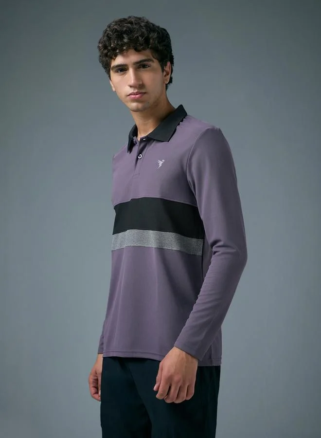 Technosport Technosport Men Slim Fit Contrast Panel Polo