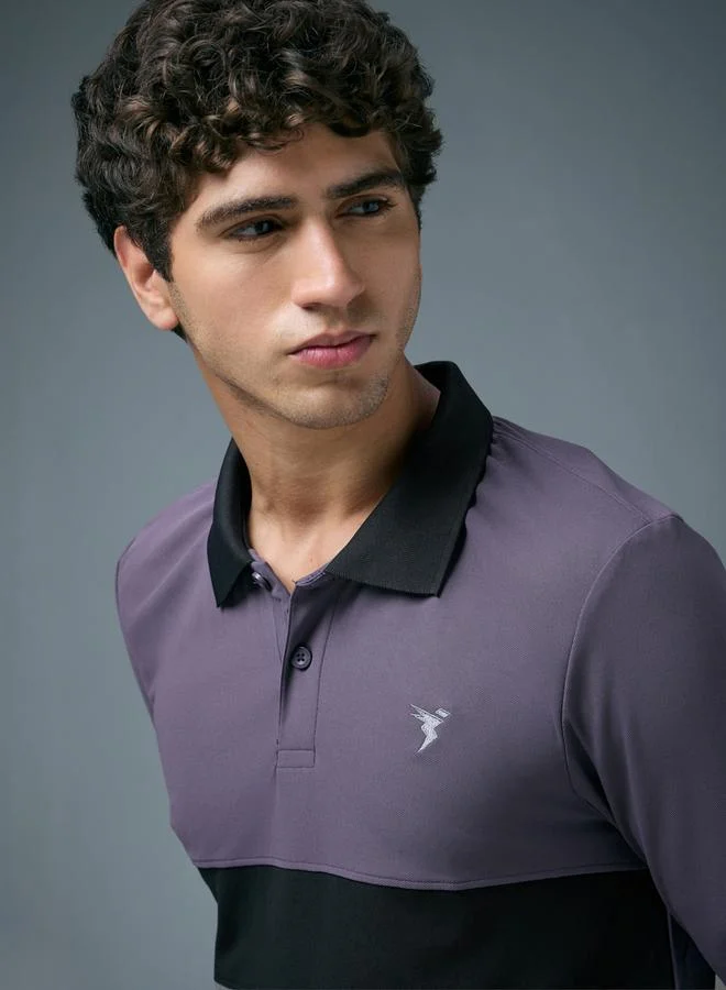 Technosport Technosport Men Slim Fit Contrast Panel Polo