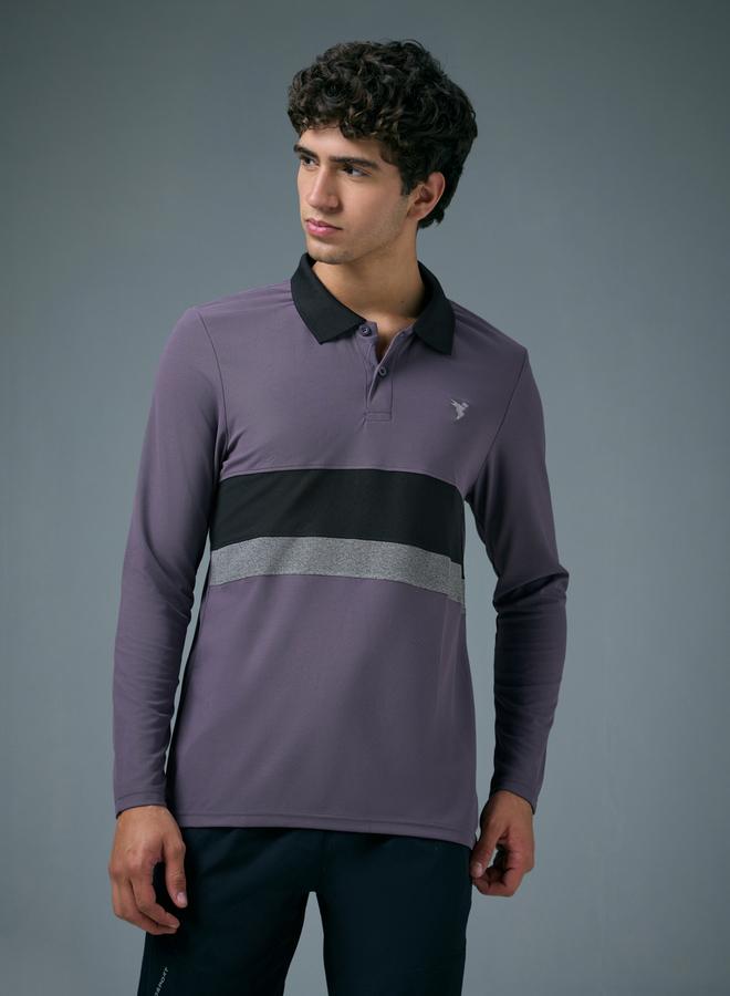 Technosport Men Slim Fit Contrast Panel Polo - Image 1