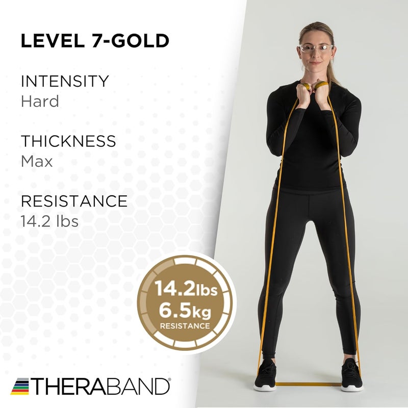 TheraBand شريط مقاومة ثيرا بان المحترف - قوة قصوى ذهبية، 50 ياردة لتمارين الجزء العلوي والسفلي من الجسم، العلاج الطبيعي، البيلاتس، وإعادة التأهيل - Image 3