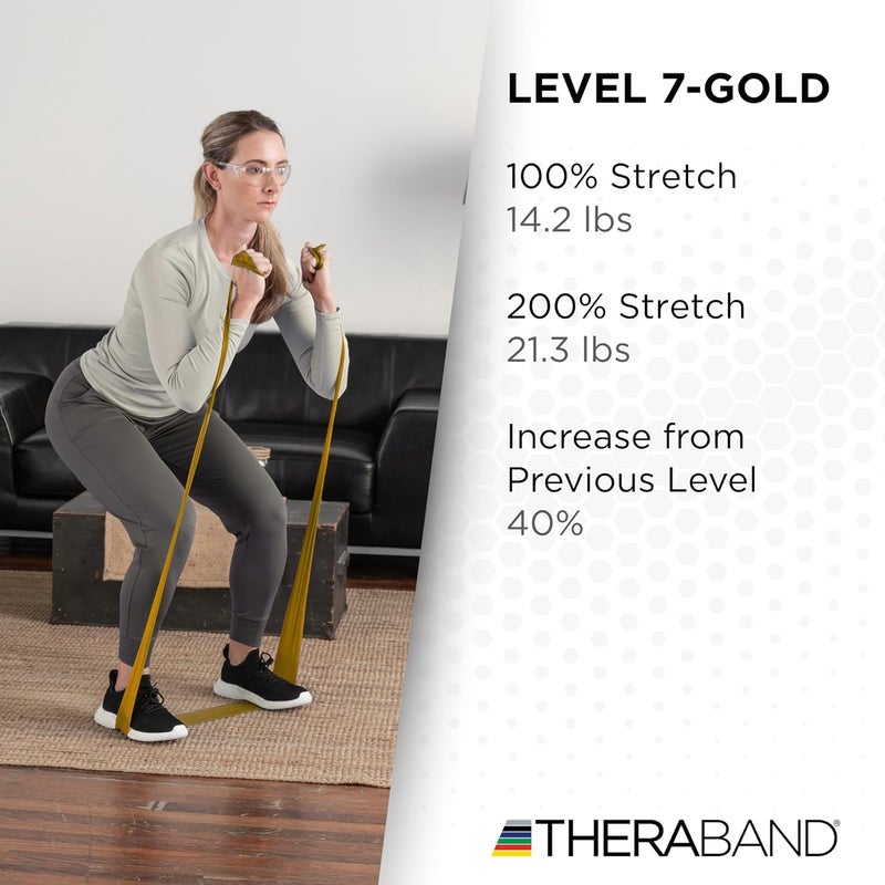 TheraBand شريط مقاومة ثيرا بان المحترف - قوة قصوى ذهبية، 50 ياردة لتمارين الجزء العلوي والسفلي من الجسم، العلاج الطبيعي، البيلاتس، وإعادة التأهيل - Image 4
