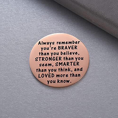 MIXJOY 2-Sided Pocket Hug Token - You Are Braver Than You Believe Isolation Lockdown Social Distancing Love Gift Miss You Note, 1.5", Rose Gold - Image 5