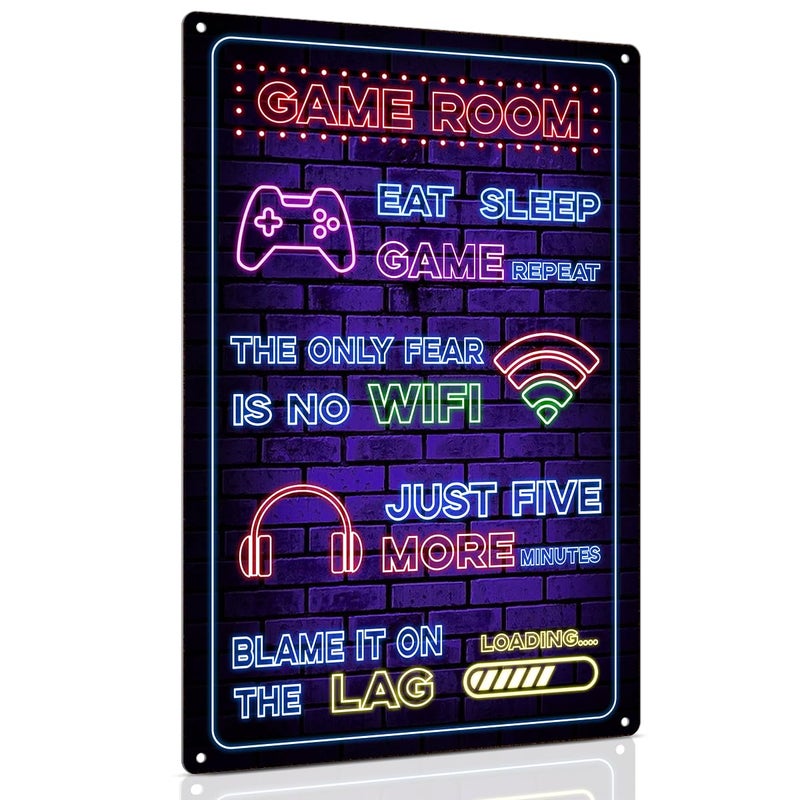ALKB Funny Gaming Sign Poster Poster Gift for Boys Gamer Room Decor - Image 1