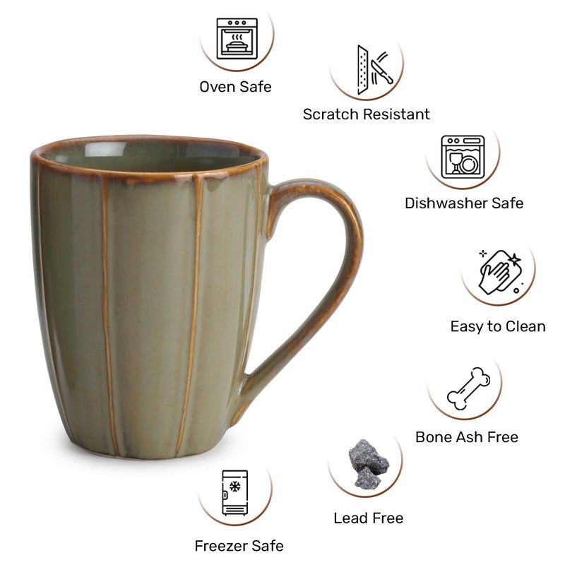 Bodhi House Fine Porcelain Tea and Coffee Large Mug Set of 2 300Ml Glossy Finish Scratch Resistant and Dishwasher Safe Ideal for Latte Hot Chocolate Cocoa and Milk Granite Green - Image 5