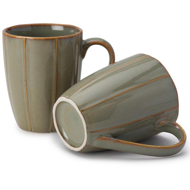 Bodhi House Fine Porcelain Tea and Coffee Large Mug Set of 2 300Ml Glossy Finish Scratch Resistant and Dishwasher Safe Ideal for Latte Hot Chocolate Cocoa and Milk Granite Green - Image 2