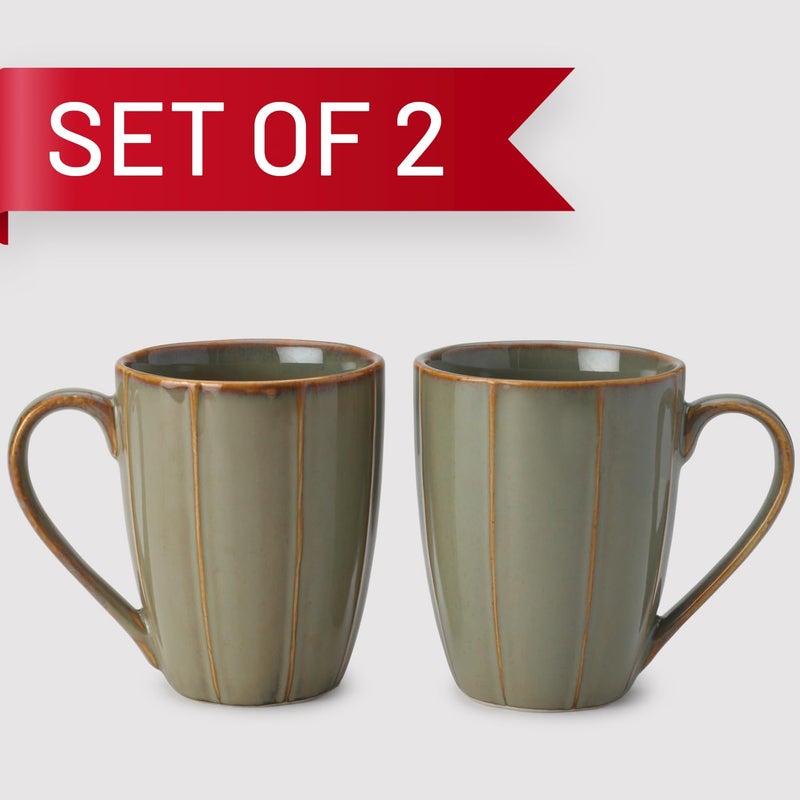 Bodhi House Fine Porcelain Tea and Coffee Large Mug Set of 2 300Ml Glossy Finish Scratch Resistant and Dishwasher Safe Ideal for Latte Hot Chocolate Cocoa and Milk Granite Green - Image 3
