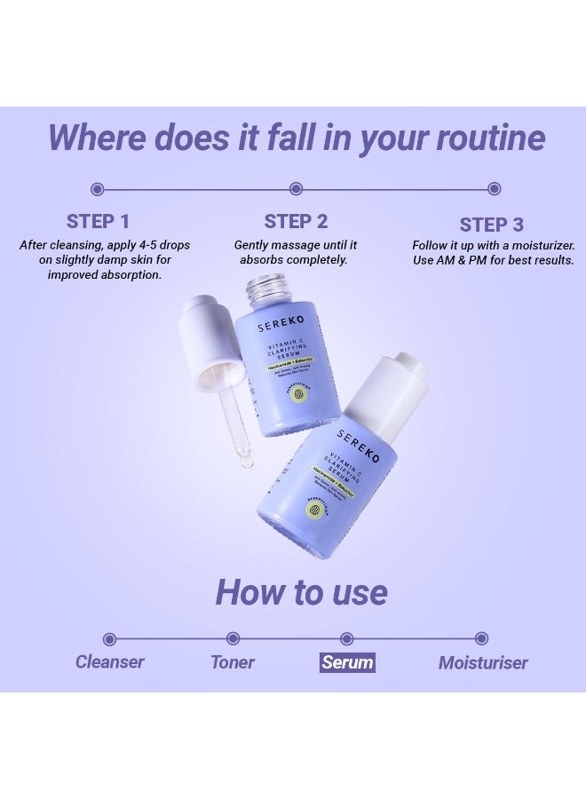 SEREKO Vitamin C Clarifying Serum | Face Serum for Glowing & Brightening Skin | Suitable to All Skin Types | Reduce Dark Spot, Recurring Acne & Blemishes | With Psychodermatology Formula | 30ml - Image 3
