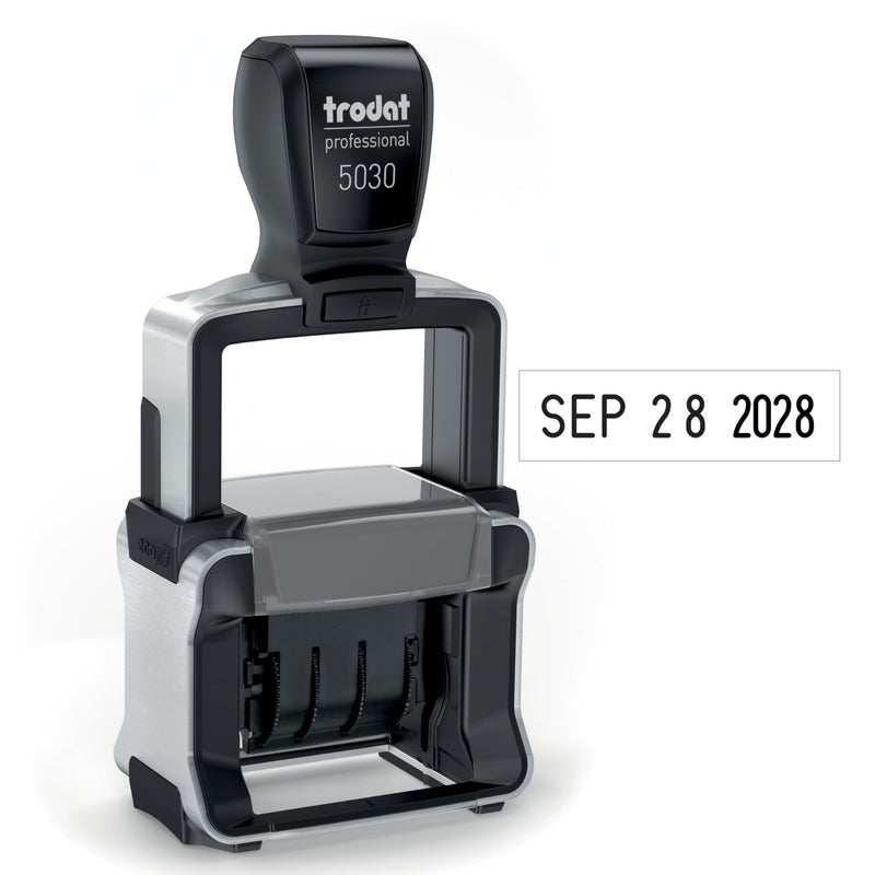 Trodat 5030 Professional 4.0 Date Only Stamp, Self Inking, Impression Size 1-5/8â€ x 3/8â€ (Black) - Image 1