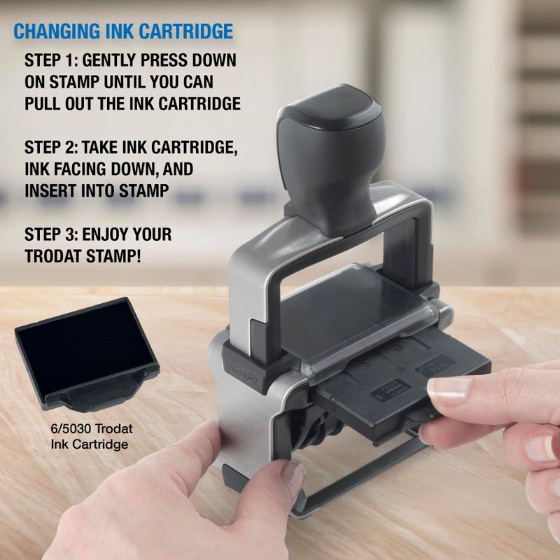 Trodat 5030 Professional 4.0 Date Only Stamp, Self Inking, Impression Size 1-5/8â€ x 3/8â€ (Black) - Image 4