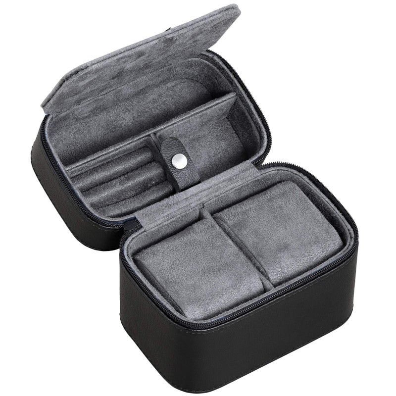 ROTHWELL 2 Watch Travel Case Storage Organizer for 2 Watches  Tough Portable Protection wZipper Fits All Wristwatches  Smart Watches Up to 50mm BlackGrey