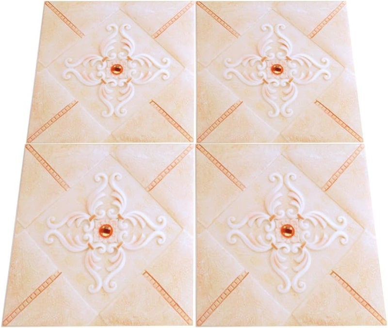 klarako Tile Stickers, 10pcs Self Adhesive Pvc Tile Floor Wall Stickers 3d Decal For Home Decor Bathroom/Kitchen Tile Transfer Stickers 12cm*12cm (# 02) - Image 4