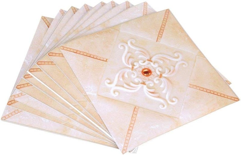 klarako Tile Stickers, 10pcs Self Adhesive Pvc Tile Floor Wall Stickers 3d Decal For Home Decor Bathroom/Kitchen Tile Transfer Stickers 12cm*12cm (# 02) - Image 1