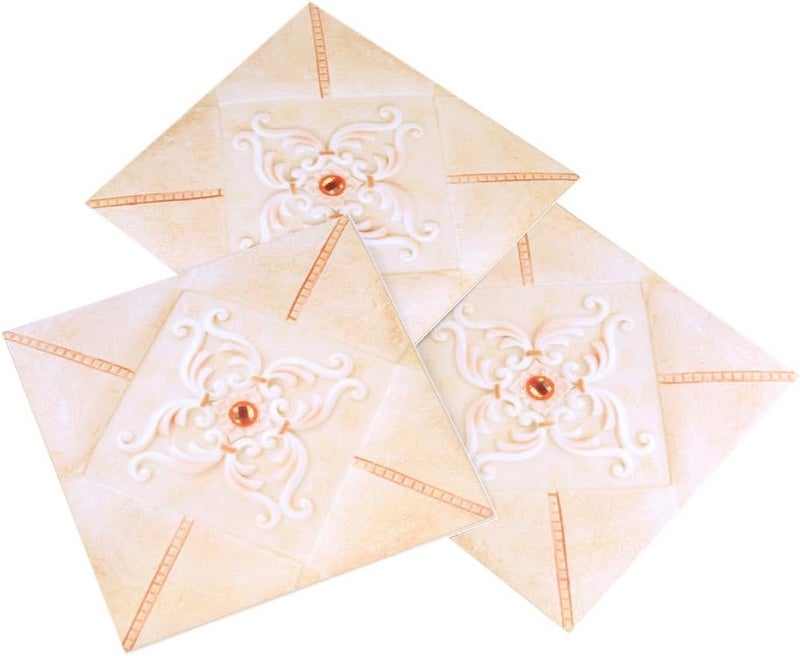 klarako Tile Stickers, 10pcs Self Adhesive Pvc Tile Floor Wall Stickers 3d Decal For Home Decor Bathroom/Kitchen Tile Transfer Stickers 12cm*12cm (# 02) - Image 5