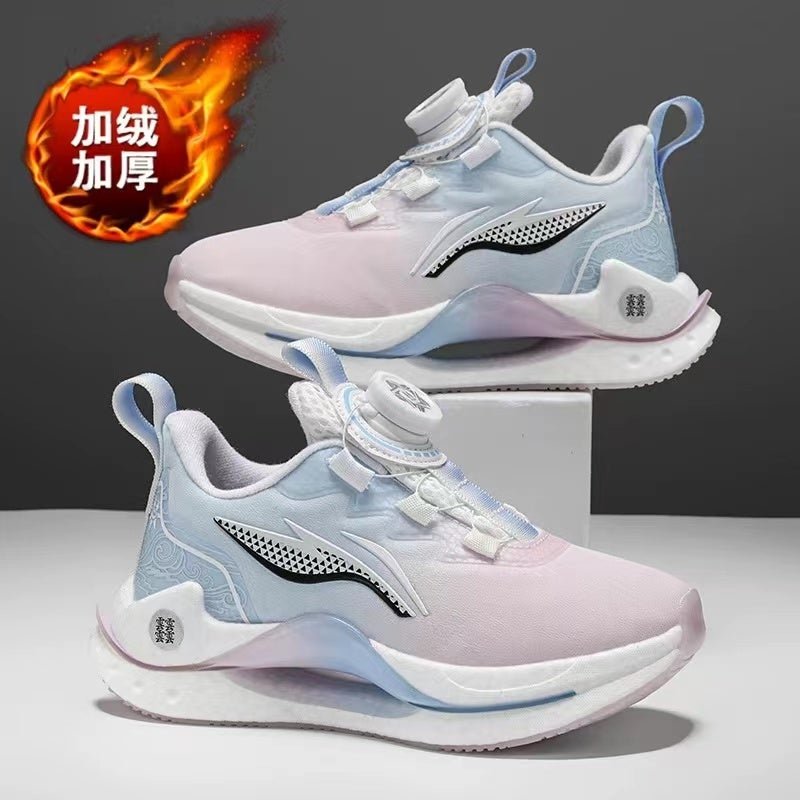 Li I Ning Girls Shoes Winter Children'S Sneaker Students Running Shoes Fleece-Lined Two Cotton Shoes - Image 1