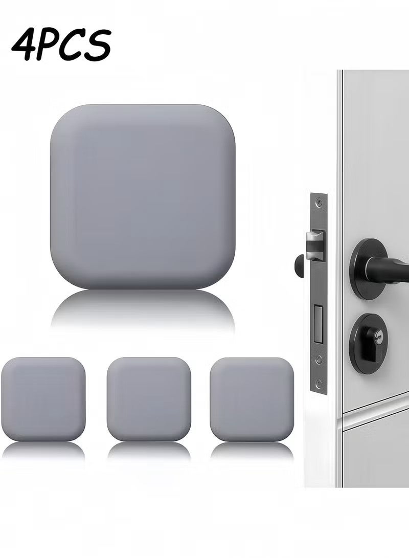 4 Pcs Self‑Adhesive Door Stopper Wall Protector – Silicone Rubber Crash Pad, Doorknob Bumper Silencer, 4.5x1 cm, Grey - Image 1