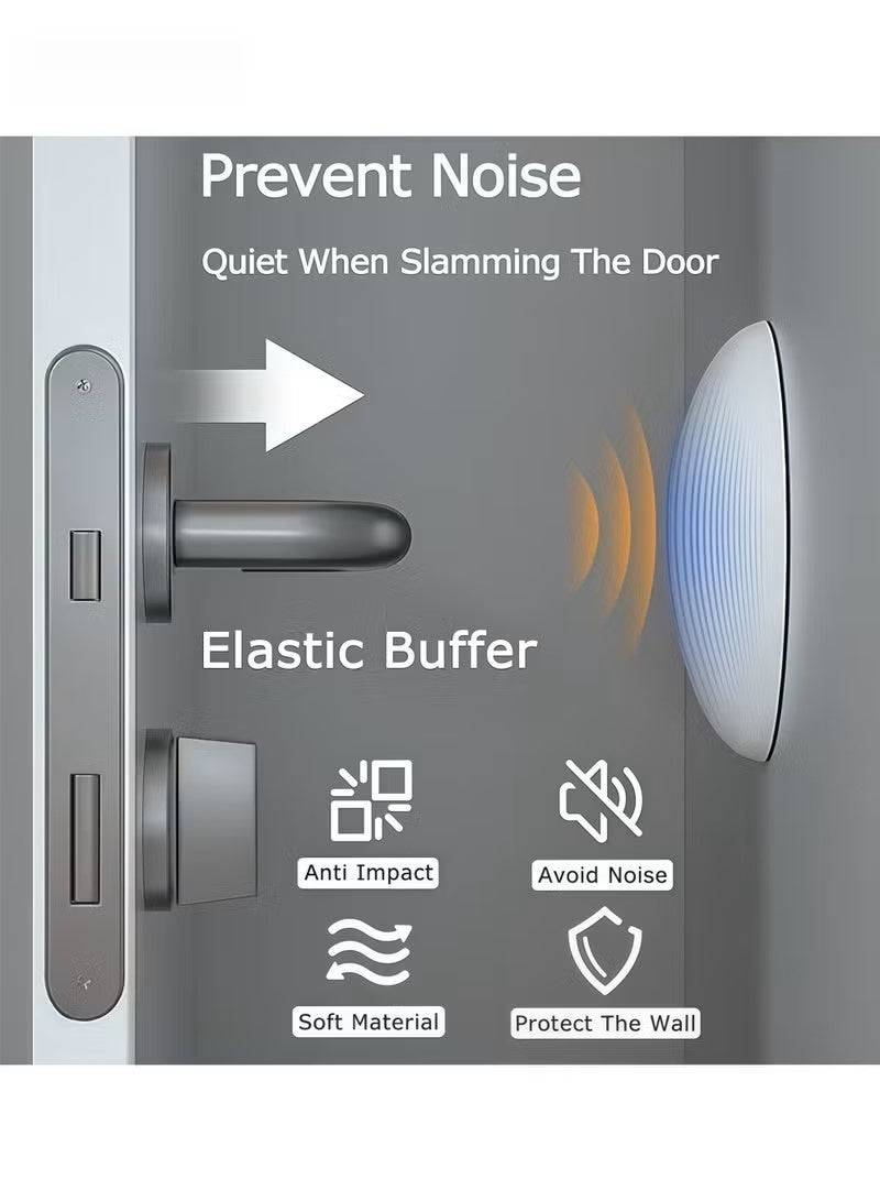 4 Pcs Self‑Adhesive Door Stopper Wall Protector – Silicone Rubber Crash Pad, Doorknob Bumper Silencer, 4.5x1 cm, Grey - Image 3