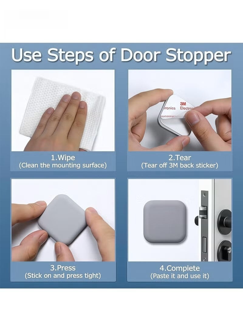 4 Pcs Self‑Adhesive Door Stopper Wall Protector – Silicone Rubber Crash Pad, Doorknob Bumper Silencer, 4.5x1 cm, Grey - Image 4