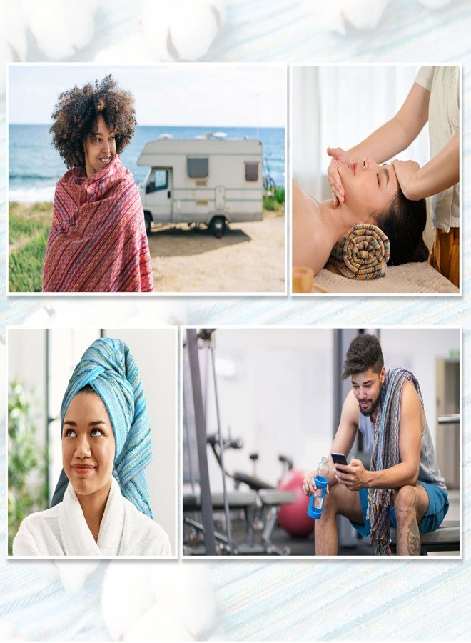 Cacala Extra Large Hand loomed Turkish Bath Towels Set of 4, 100% Cotton Quick-Drying and Lightweight Perfect for Travel, Camping, Gym and Beach (4 Pieces, Multi) - Image 3